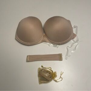 New YANDW Strapless Lightly Padded Bra Clear Back Multiway Invisible Straps 34D